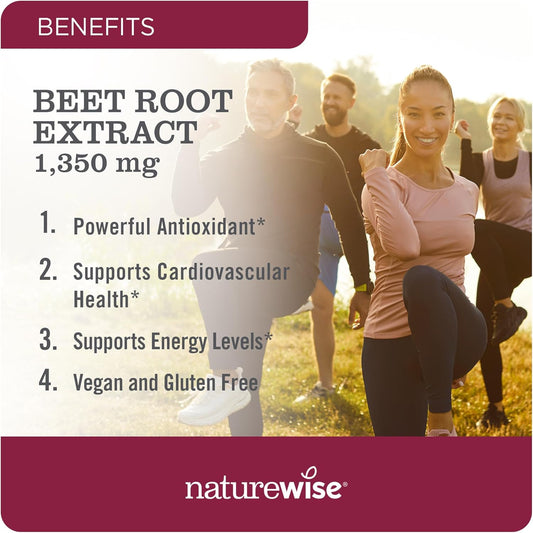 Naturewise Beet Root Capsules 1300Mg With Organic Beetroot - Nitric Oxide Booster For Circulation And Heart Health Support - Vegan, Gluten-Free, Non-Gmo - 120 Capsules[2-Month Supply]