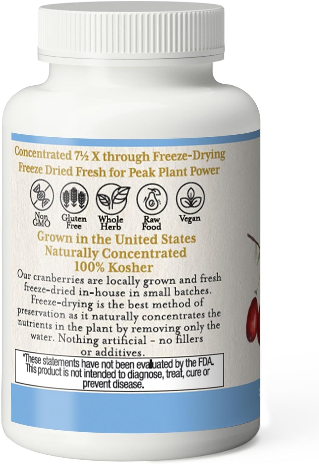 Eclectic Institute Whole Organic U.S.-Grown Freeze-Dried Cranberry Supplement | 120 CT : Health & Household
