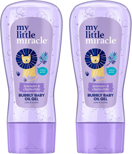 My Little Miracle Bubbly Baby Oil Gel Lavender & Chamomile Ideal For Baby Massage, Calming & Soothing, Prevents Dryness 200Ml 2-Pack