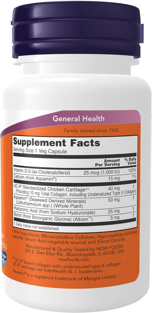 Now Foods Supplements, Uc-Ii Advanced Joint Relief With Undenatured Type Ii Collagen, Plus Hyaluronic Acid, Boron, Vitamin D-3, 60 Veg Capsules