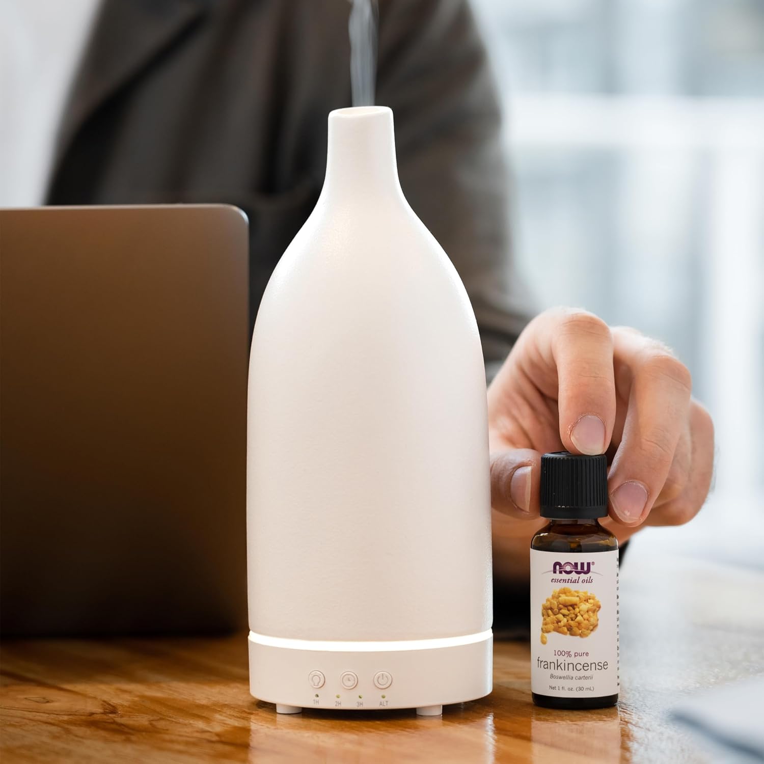 Now Foods Essential Oils, Ultrasonic Ceramic Stone Oil Diffuser, Extremely Quiet, Easy To Clean