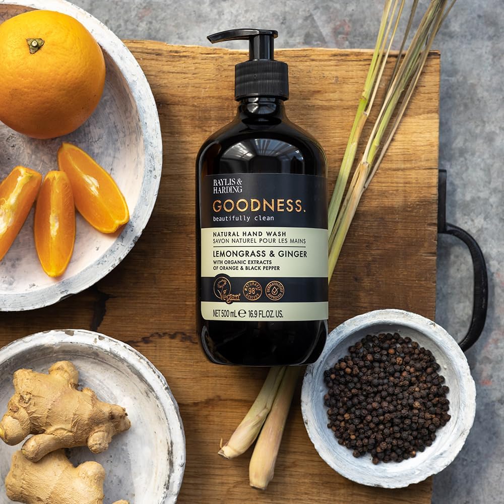 Baylis & Harding Goodness Lemongrass & Ginger Toiletries Bundle: 3 x 500 ml Hand Wash & 3 x 500 ml Bath Soak (6 bottles) - Vegan Friendly : Amazon.co.uk: Beauty