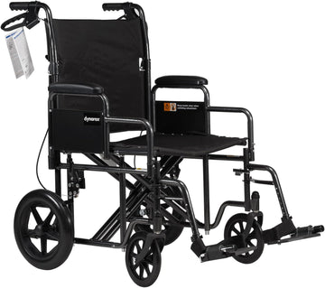 Dynarex Dynaride Bariatric Transport Plus Wheelchair, Has A 22” X 18” Seat And A Reinforced Steel Frame & 450 Pound Weight Capacity, Silver, 1 Dynaride Bariatric Transport Plus Wheelchair