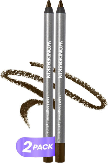 Wonderskin Eyeliner Pencil, 1440 Longwear Brown Eyeliner Pencil, 2 Pack - Waterproof, Sharpenable & Smudge Proof