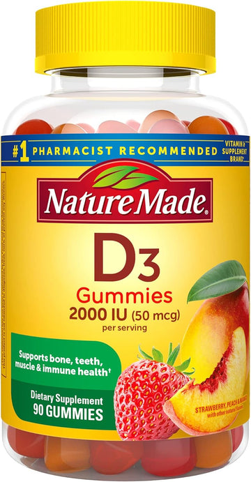 Nature Made Vitamin D3 2000 Iu (50 Mcg), Dietary Supplement For Immune Health Support, 90 Gummies, 45 Day Supply