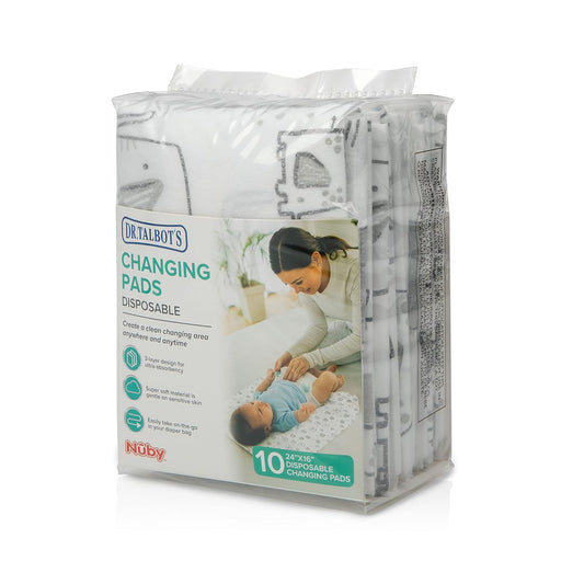 Dr. Talbot'S Disposable Changing Pads, Absorbent Travel Diaper, Gray Elephant Print