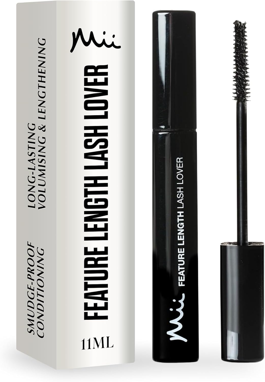 Mii Cosmetics Mascara Black, Feature Length Lash Lover, Smudge Proof, Defining, Conditioning, Volumising And Lengthening, Long Lasting, Vegan