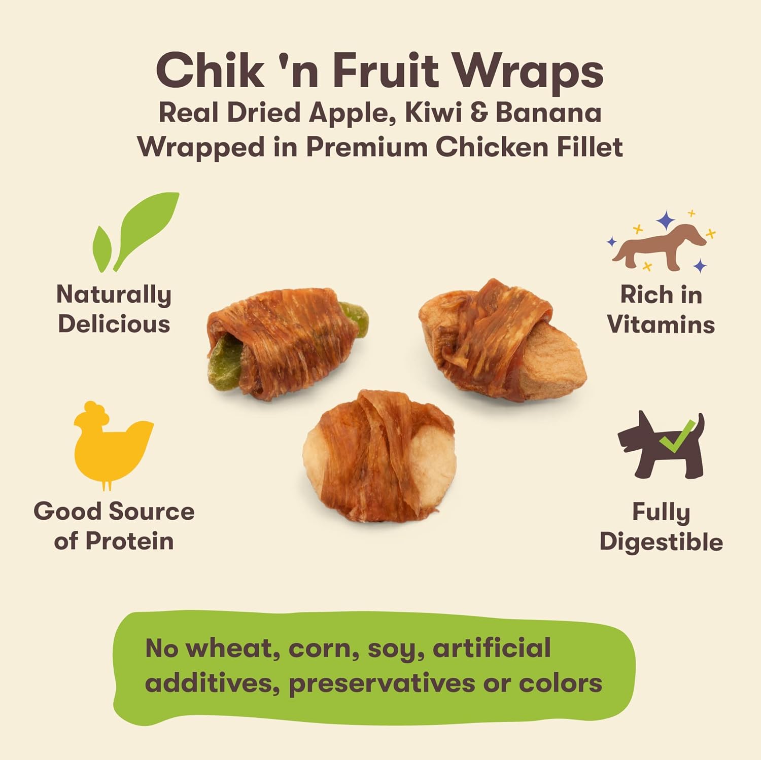 Pet 'n Shape Chik 'n & Fruit Wraps, 16 oz - Healthy, Protein Rich Treats for Dogs : Pet Supplies