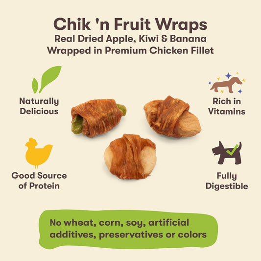 Pet 'n Shape Chik 'n & Fruit Wraps, 16 oz - Healthy, Protein Rich Treats for Dogs : Pet Supplies