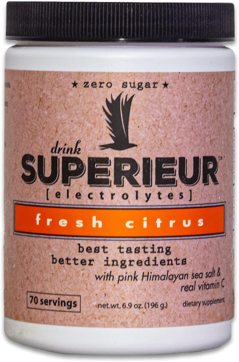 Superieur Electrolytes – Plant Based Electrolyte Supplement W/Sea Minerals For Hydration & Recovery – Keto Friendly, Non-Gmo, Zero Sugar, Vegan Healthy Sports Drink Powder – Citrus (70 Servings)