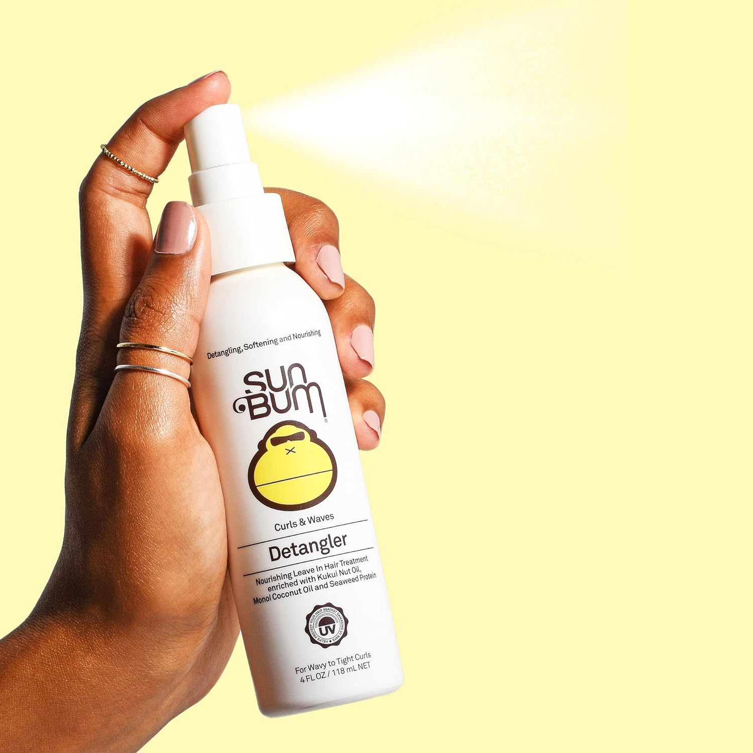 Sun Bum Curls Detangler | Vegan and Cruelty Free Moisturizing Hair Treatment for Wavy and Curly Hair | 4 oz : Beauty & Personal Care