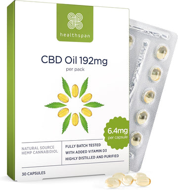 Healthspan 192Mg Cbd Oil Capsules | 30 Capsules | Added Vitamin D3