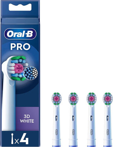 Oral-B Pro 3D White Electric Toothbrush Head, X-Shaped Bristles And Unique Polishing Cup For Teeth Whitening And To Remove Surface Stains, Pack Of 4 Toothbrush Heads, White