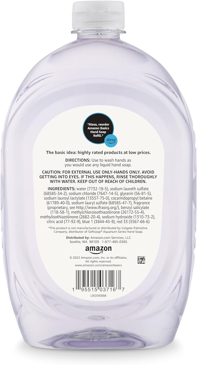 Amazon Basics Gentle & Mild Clear Liquid Hand Soap Refill, Triclosan-Free, 50 Fl Oz (Pack of 2) (Previously Solimo) : Beauty & Personal Care