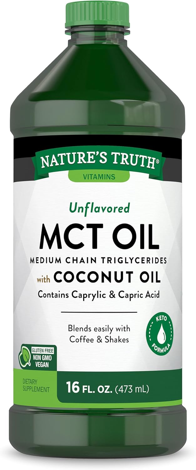 Mct Oil | 16 Fl. Oz | Keto, Unflavored Formula | With Coconut Oil | Vegan, Non-Gmo, And Gluten Free Supplement | By Nature'S Truth