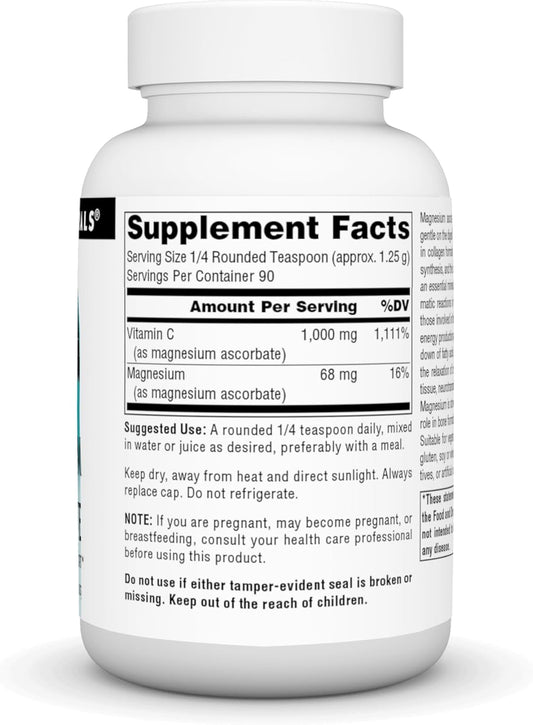 Source Naturals Magnesium Ascorbate Crystals - Non-Acidic Vitamin C - 4 Ounce Powder