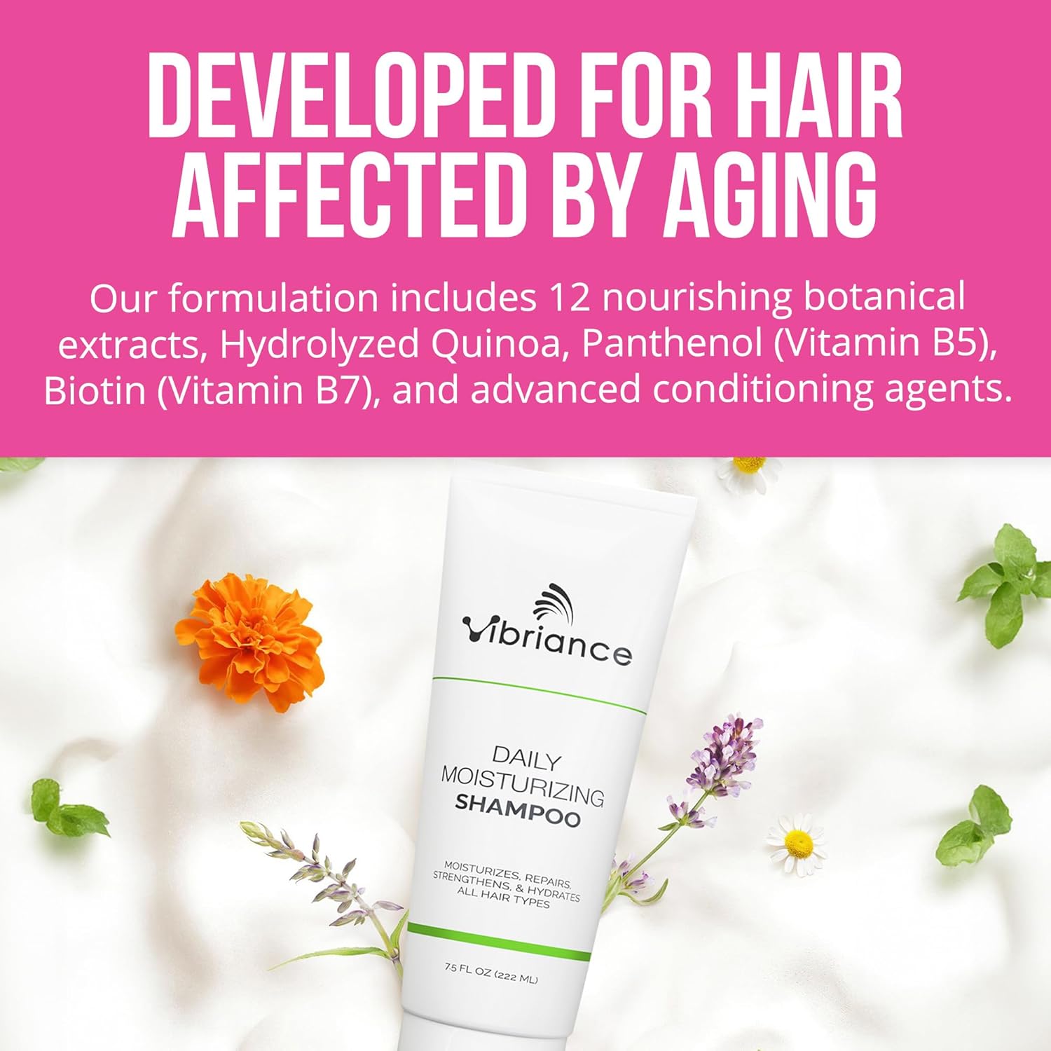 Vibriance Daily Moisturizing Shampoo for Women - Strengthening Shampoo Infused with Biotin for Aging Hair - Cleanses and Helps Strengthen Weak and Brittle Hair : Beauty & Personal Care