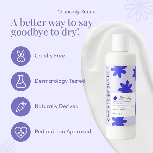 Head To Toe Lavender Lotion - Calming, Nourishing, Organic Shea Butter, Jojoba Oil - Pediatrician Approved, Dermatologist Recommended, For Sensitive Skin, Babies, 8 Oz