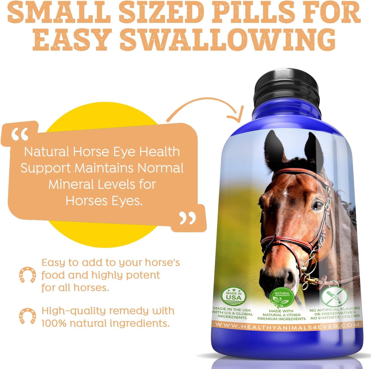 All-Natural Horse Eye Health Support - Maintains Normal Mineral Levels for Horses Eyes - Eye Supplements for Horses - Homeopathic & Highly Effective - 300 Tablets