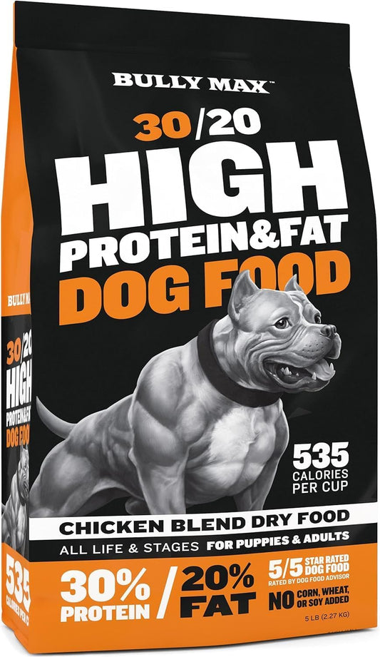 Bully Max High Protein Dry Dog Food & Chewable Tablets Bundle For Muscle Building - Ultimate Canine Muscle Gain Supplement For Puppy, Adult Dogs, Small & Large Breeds - 15 Lbs Dog Food & 60 Tabs