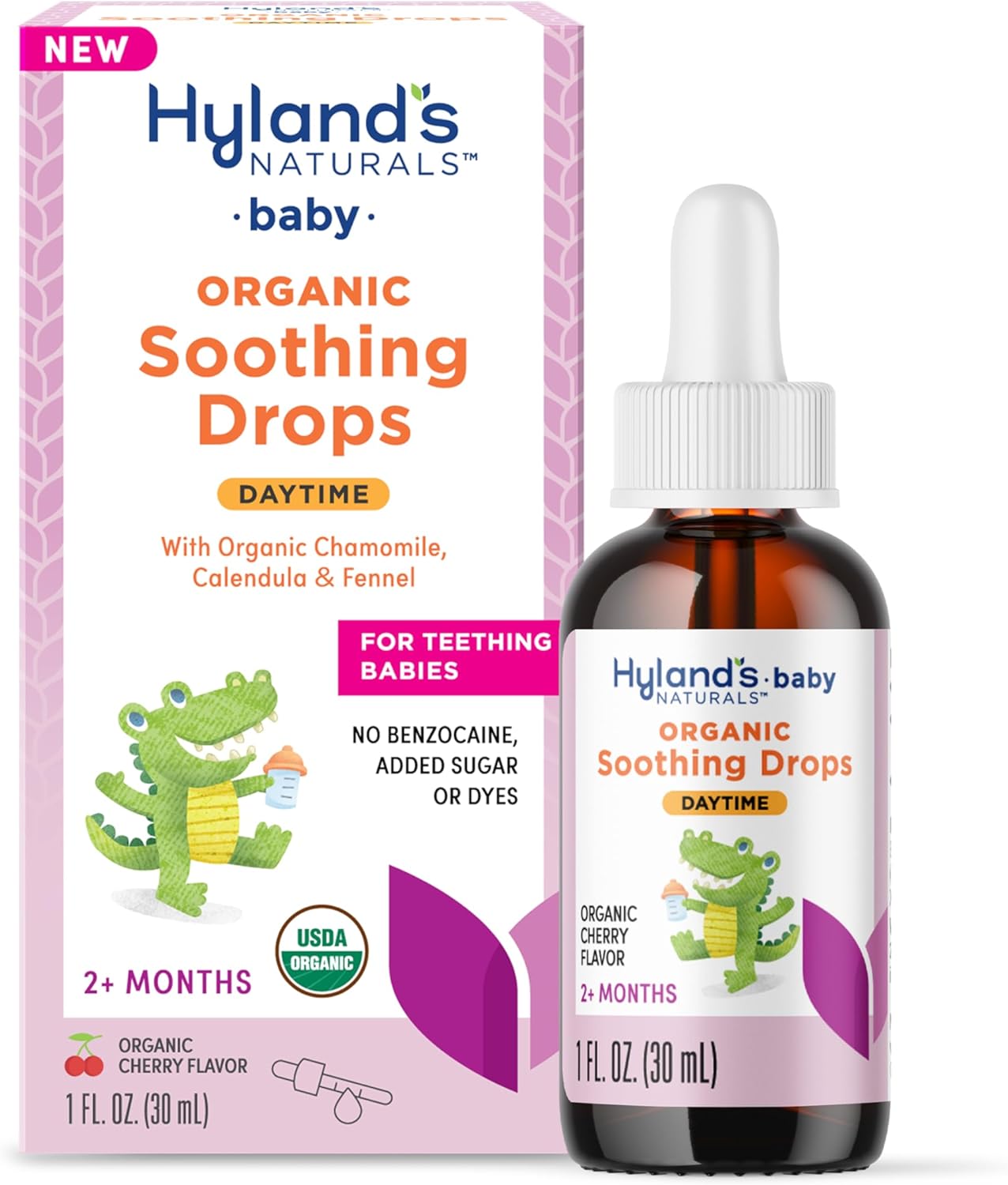 Hyland'S Baby Organic Daytime Soothing Drops For Oral Discomfort, 1 Oz, Ages 2 Months And Up, Organic Cherry Flavor