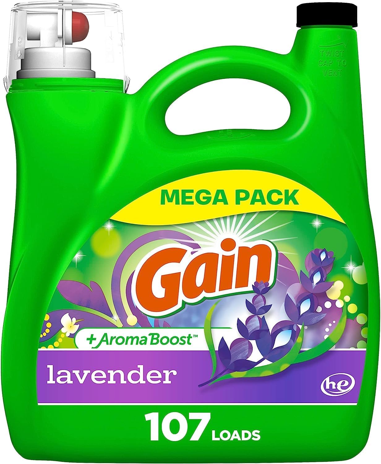 Gain + Aroma Boost Liquid Laundry Detergent Lavender Scent 107 Loads 154 Fl Oz He Compatible