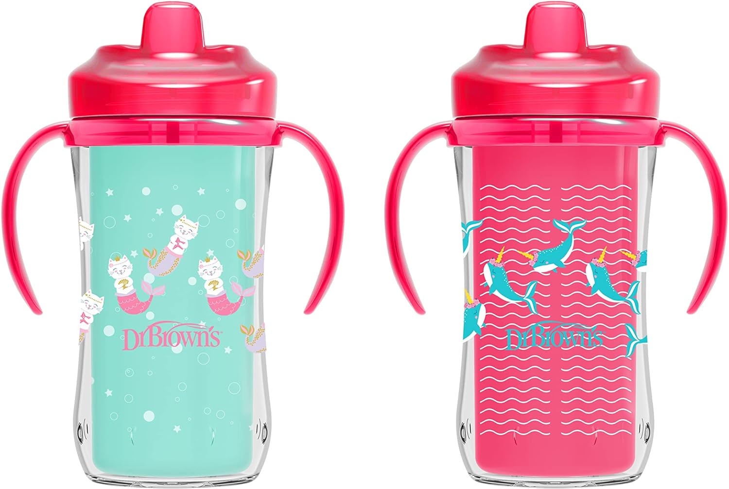 Dr. Brown'S Milestones Hard Spout Insulated Sippy Cup With Handles, Pink, 10 Oz, 2 Pack, 12M+