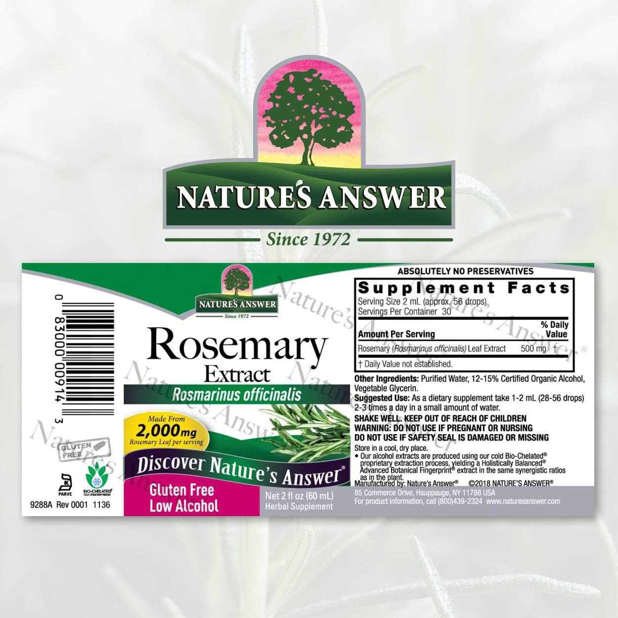 Nature's Answer Rosemary Leaf Supplement with Organic Alcohol, 2- s | Promotes Mental Clarity | Improves Healthy Hair Production