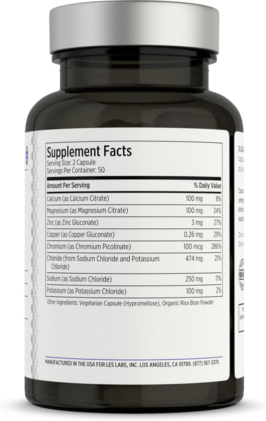 Les Labs Lyte Fuel – Electrolyte Replacement, Endurance, Performance, Muscle Cramping & Keto Support – Magnesium, Zinc, Potassium & Chromium – Non-Gmo Supplement – 100 Capsules