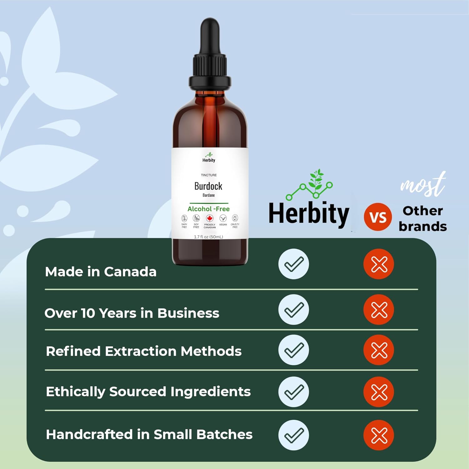 Herbity Burdock Root Tincture – Alcohol-Free Herbal Extract For Detox, Digestion & Antioxidant Support – Vegan, No Added Suga Supplement – 1.7 Fl Oz (50 Ml) : Health & Household
