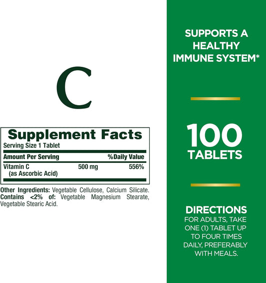 Nature'S Bounty Vitamin C Tablets, Vitamin Supplement, Supports A Healthy Immune System, 500Mg, 100 Count