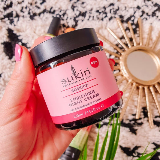 Sukin Rosehip Enriching Night Cream 120Ml - With Rosehip Oil & Vitamin C; Cruelty Free & Vegan Friendly - To Hydrate And Improve Skin Radiance, For Dehydrated & Mature Skin