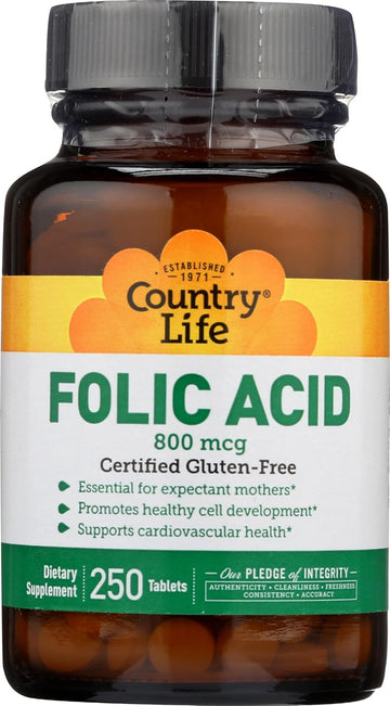 Country Life - Folic Acid 800 Mcg - 250 Tablets