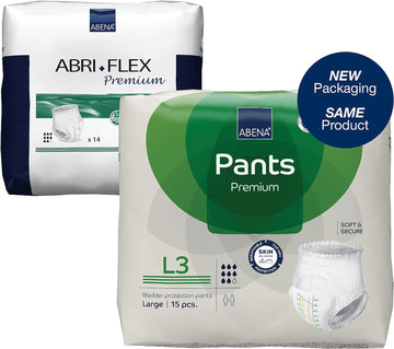 Abena Pants Premium Pull-Up Incontinence Pants, Eco-Labelled Incontinence Pants for Men & Women, Discreet, Protective, Breathable, Comfortable - Large 3, 100-140cm Waist, 2200ml Absorbency, 15PK