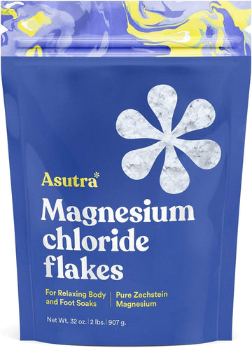 ASUTRA Magnesium Chloride Bath Flakes, 2 lbs | for Foot & Body Soaks