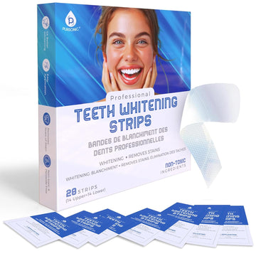 Pursonic Teeth Whitening Strips (28 Strips) - Non-Toxic & Peroxide-Free - Professional Instant Teeth Whitening At Home To Remove Coffee, Smoking, & Wine Stains