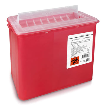 Mckesson Prevent Sharps Container For Home Use, 2 Gallon - For Biohazard Infectious Waste, Needle And Syringe Disposal - Translucent, Touchless Lid - Red, 20 Count