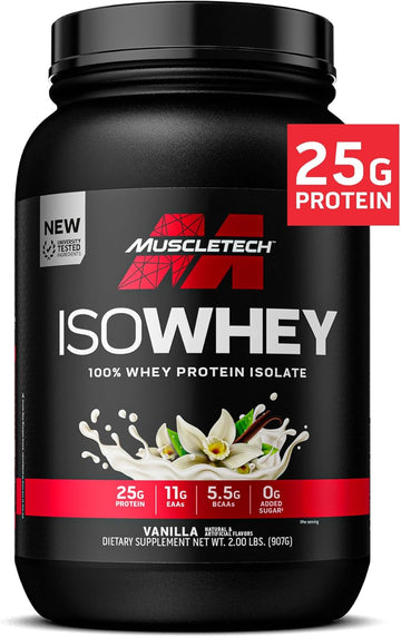 Muscletech Iso Whey Isolate Protein Powder, Chocolate - Post Workout Gym Supplement For Lean Muscle Gain, Body Building Weight Gainer & Recovery - 25G Protein, Bcaa, Eaa & 0 Added Sugar - 5Lbs