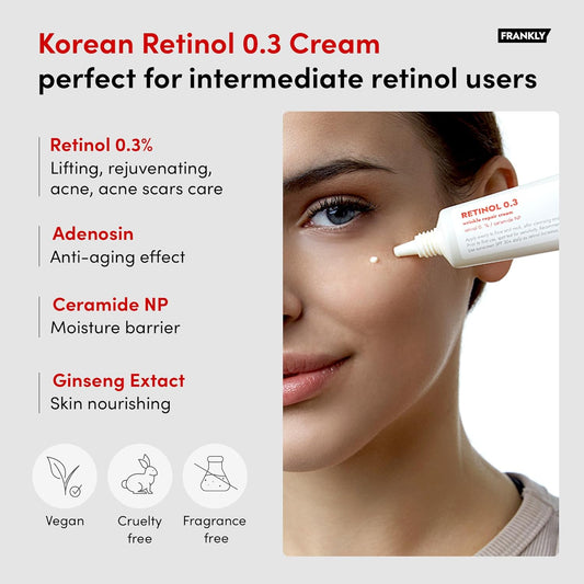 Retinol Starter Duo: Retinol 0.1 Cream & Retinol 0.3 Cream | Anti-Aging, Acne Care & Skin Turnover | For All Skin Types | Vegan & Cruelty-Free | 1.01 Fl.Oz & 0.7 Fl.Oz