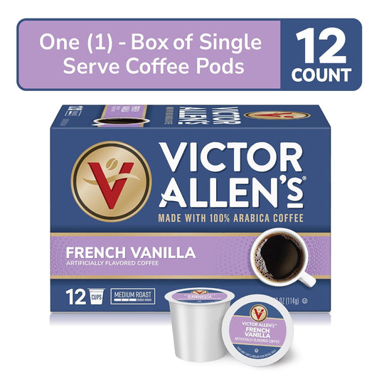 Victor Allen'S Coffee French Vanilla Flavored, Medium Roast, 1 Pack - 12 Count, Single Serve Coffee Pods For Keurig K-Cup Brewers