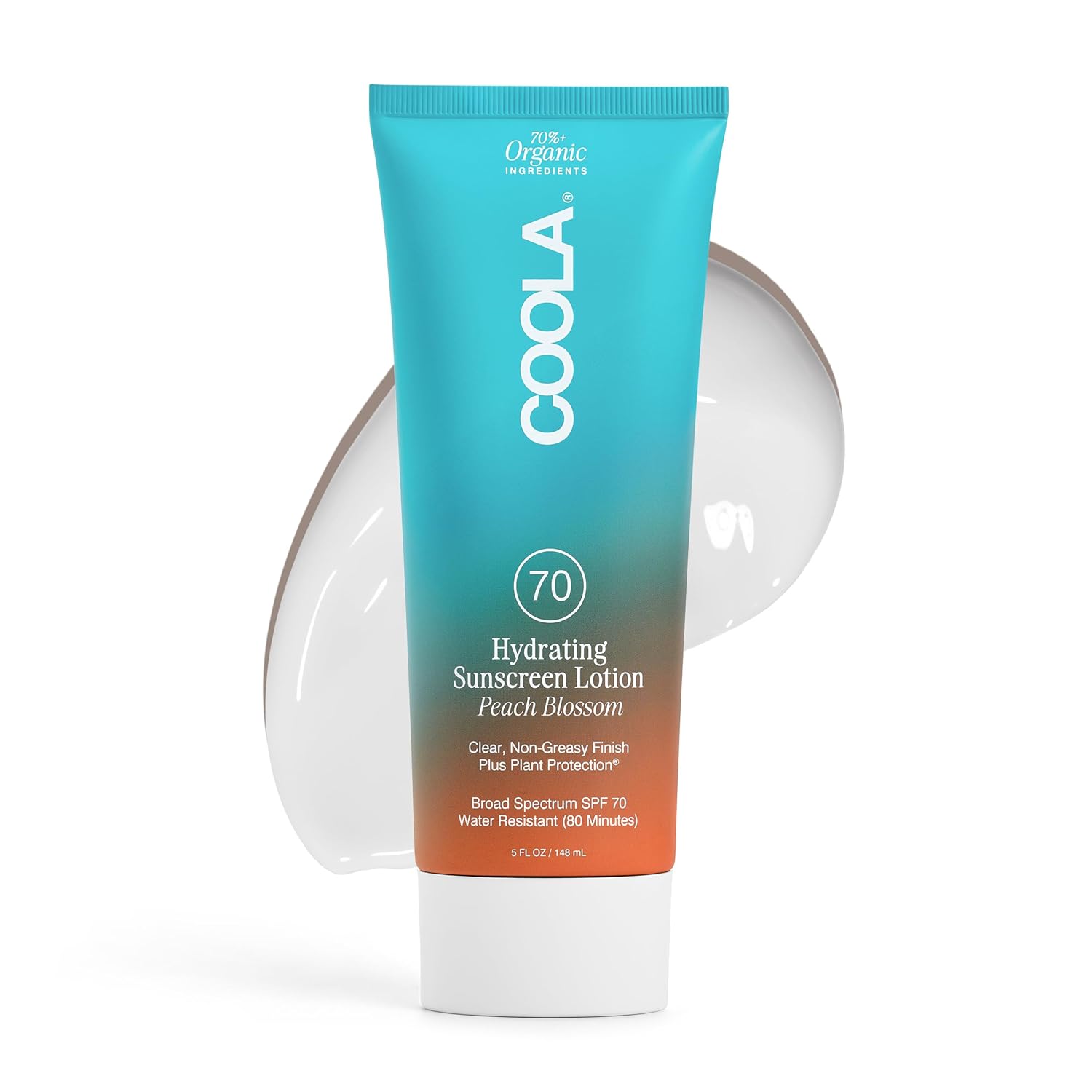 Coola Organic Sunscreen Spf 70 Sunblock Body Lotion, Dermatologist Tested Skin Care For Daily Protection, Vegan And Gluten Free, Peach Blossom, 5 Fl Oz