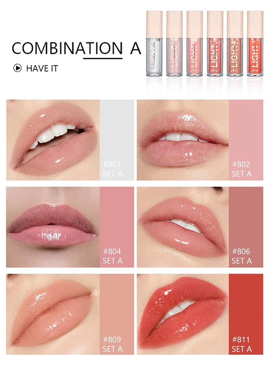 Maepeor Moisturizing Lipgloss Set 6Pcs Smooth Hydrating Lip Gloss Neutral Nude Nourishing Glossy Lipgloss For Women And Girls (Moisturizing, 6Pcs Set B)