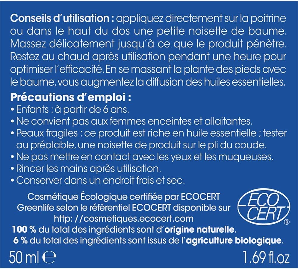 So'Bio Étic Organic Eucalyptus Respiratory Balm, 50 Ml, Lot Of 4