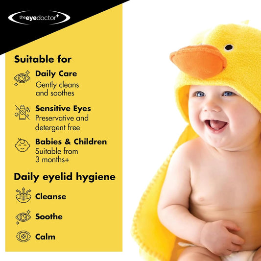 The Eye Doctor Sensitive Baby Eyelid Wipes - 20X Safe Sterile Eye Wipes For Gentle Daily Baby Care - Preservative, Detergent & Fragrance Free - Individually Wrapped