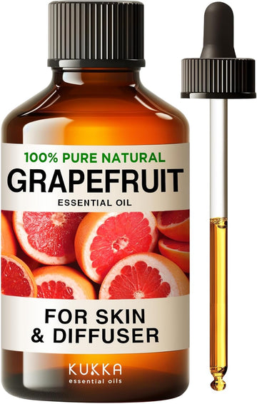 Kukka Grapefruit Essential Oil For Skin - 4 Fl Oz - 100% Natural Aromatherapy Grapefruit Oil For Diffuser & Hair - Soap Making Scent & Diy