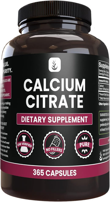 Pure Original Ingredients Calcium Citrate (365 Capsules), No Magnesium Or Rice Fillers, Always Pure, Lab Verified