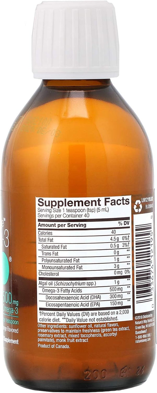 Nature's Way NutraVege Omega-3 Plant Based, Supports Cardiovascular, Eye, and Brain Function*, 6.8 oz : Health & Household