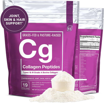Essential Elements Hydrolyzed Collagen Peptides Powder - Supplement For Joint, Skin, Hair, & Nail Support Types I Iii Non-Gmo, Hormone-Free, Grass-Fed 41 Servings