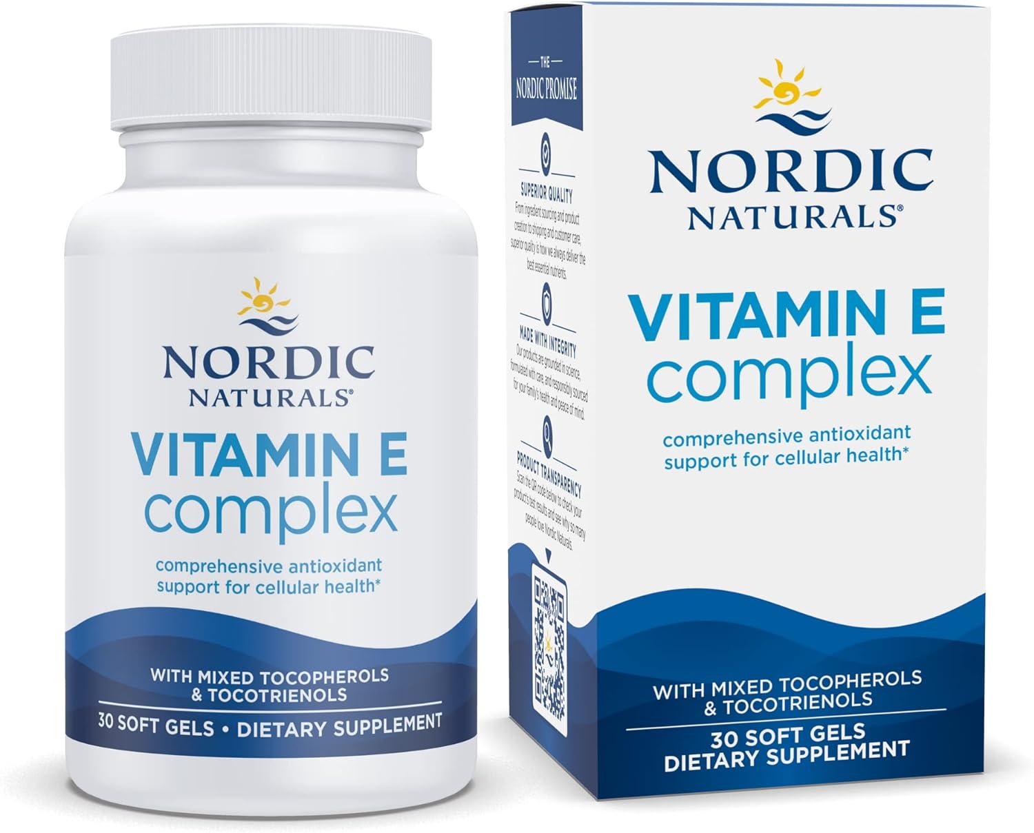 Nordic Naturals Vitamin E Complex, Unflavored - 30 Soft Gels - 6 Forms of Vitamin E for Antioxidant Support - Cellular Protection - Non-GMO - 30 Servings