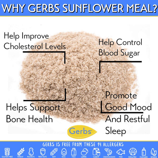 GERBS Sunflower Seed Meal 4 LBS. Premium Grade | Freshly Harvested & Packaged in Resealable Bulk Bag | Non-GMO, Keto & Paleo | Anti-Inflammatory Benefits, Prevent & Fight Sickness | Gluten Peanut Free
